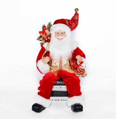 Новогодний сувенир, Санта-сидит, S1201-24S, 60см, Светло-Красный
