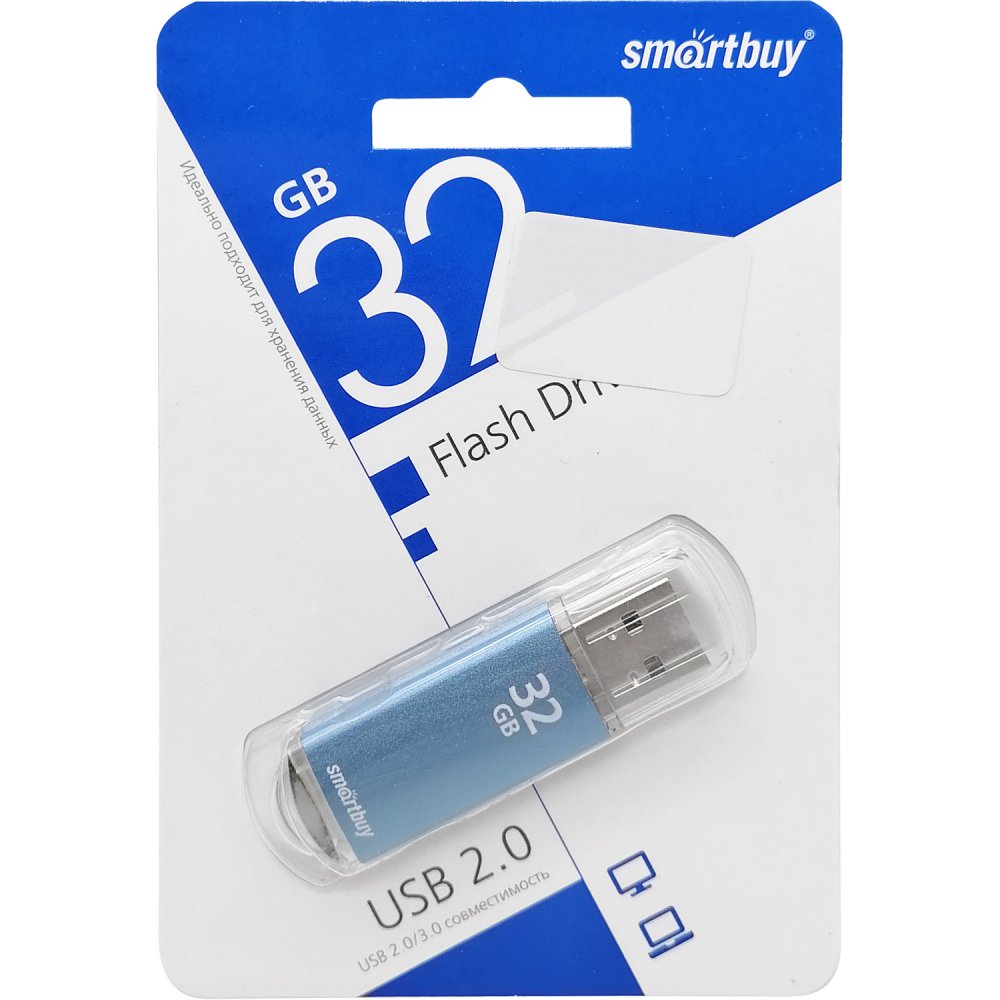 Купить USB накопитель Smartbuy 32GB V-Cut Blue (SB32GBVC-B) по цене 450  руб., в сети магазинов Эпицентр