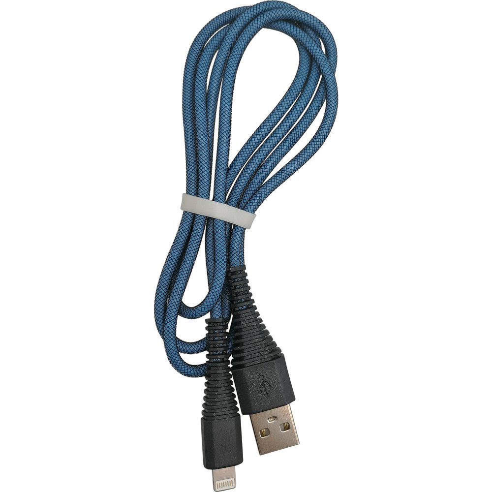 Купить Кабель USB - Lightning 8pin, 1,0м, Smartbuy, карбон, экстрапрочный,  до 2А, синий (iK-510n-2 blue) по цене 170 руб., в сети магазинов Эпицентр