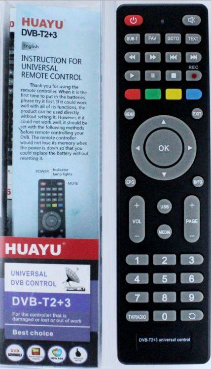 Пульт для HUAYU DVB-T2+3 универсальный пульт для приставок