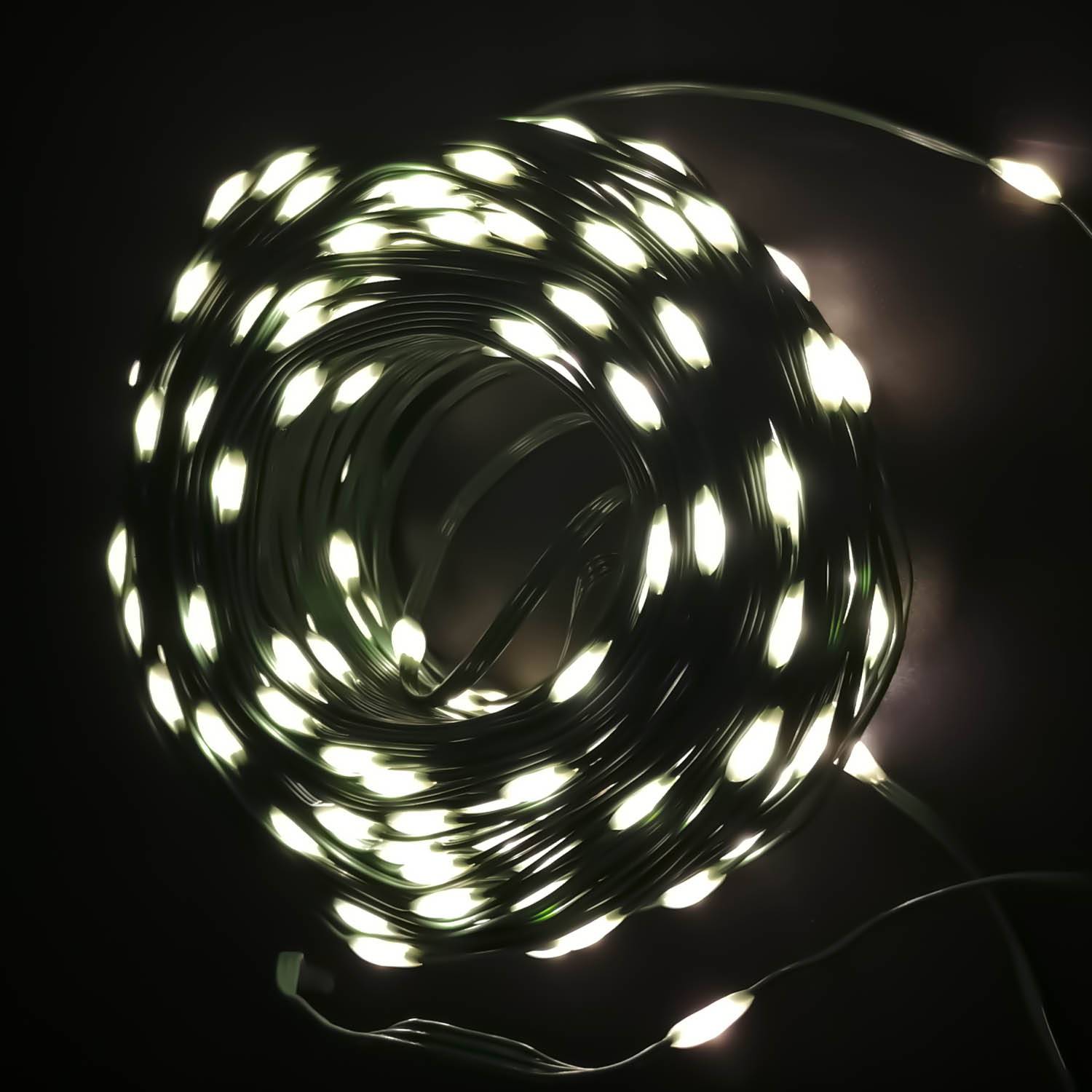 Купить Гирлянда нитевая, уличная, 50м, 400LED, т.бел. /, капля на тройном  проводе (зел), IP44, LX-129 по цене 1 960 руб., в сети магазинов Эпицентр