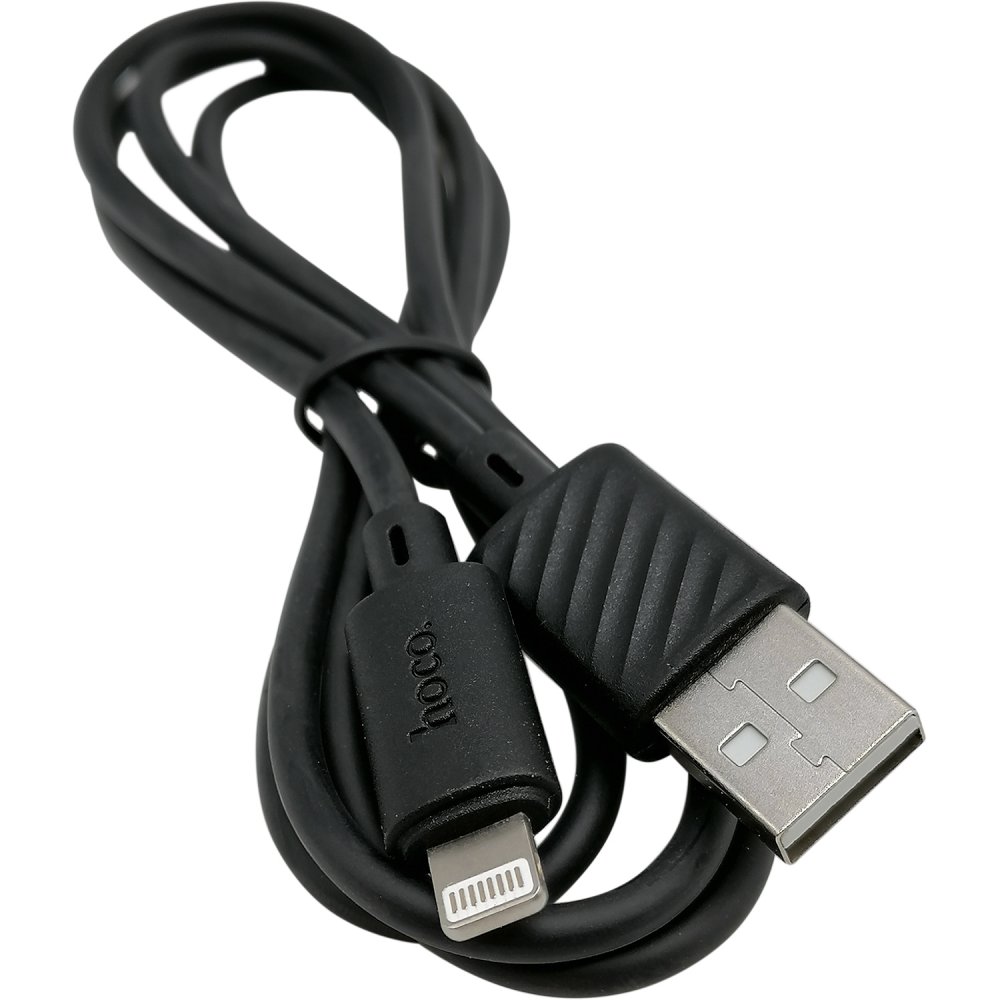 Купить Кабель USB - Lightning 8pin, 1,0м, HOCO X88 Gratified, ПВХ, 2.4А,  черный по цене 100 руб., в сети магазинов Эпицентр