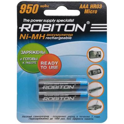 Аккумулятор AAA (HR03), 950 mAh, RTU950MHAAA-2 BL2  /09792/ Robiton