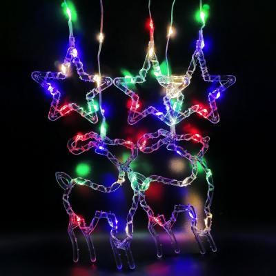Гирлянда бахрома, 3м 10шт Олени/звезды, RGB LX-355