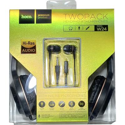 Наушники-гарнитура HOCO W24 Enlighten, накладные+вакуумные, золото