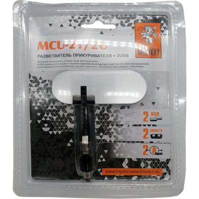 Разветвитель прикуривателя, 2 гнезда+2USB 2A, MYSTERY MCU-21/2U