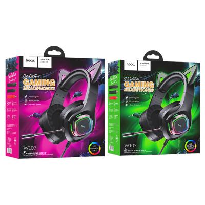 Наушники HOCO W107 Cute Cat Gaming игровая гарнитура, зеленый