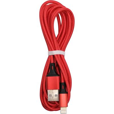 Кабель USB - Lightning 8pin, 2,0м, SmartBuy S14, 3A, нейлон, красный/черный (iK-522-S14rb)