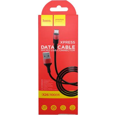Кабель USB - micro USB, 1,0м, HOCO X26 Xpress, черный/красный