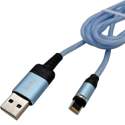 Кабель USB - Lightning 8pin, 1,0м, HOCO U90 Ingenious streamer, LED, магнит, синий