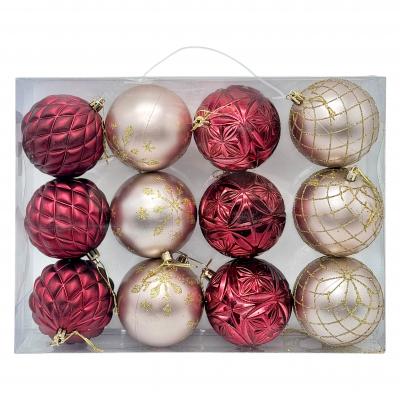 Игрушка ёлочная набор, 8см, уп. 12шт; 24111, бордовый-розовый
