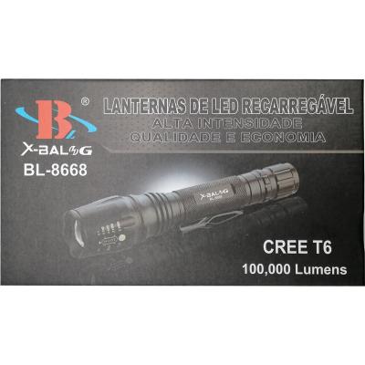 Фонарь тактический Bailong BL-Q8668-T6, кнопка/крепление, 2*18650, ЗУ 220/12В**