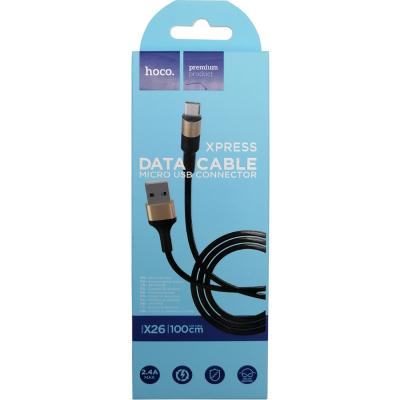 Кабель USB - micro USB, 1,0м, HOCO X26 Xpress, черный/золото