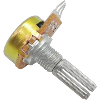 Резистор переменный 3pin, 2K, (d-17 мм, резьба М7, Вал d-6 мм)