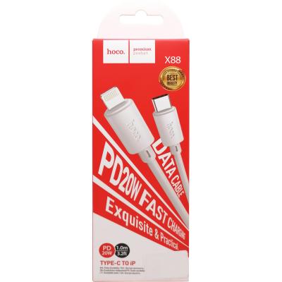 Кабель Type C - Lightning 8pin, 1,0м, HOCO X88 Gratified, 3.0А PD, ПВХ, белый