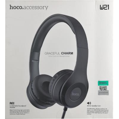 Наушники-гарнитура HOCO W21 Graceful charm, накладная, черный