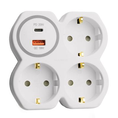 Разветвитель сетевой 3-местный, с/з, 16А, 250В, USB+Type C, белый/серый (ADP16-17-20) /50110/