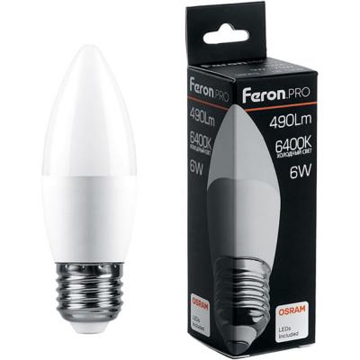 LED лампа C37/06W/6400/E27, Feron.PRO /38052/***