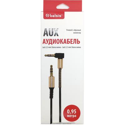 Jack 3,5mm - Jack 3,5mm 1,0м stereo Belsis BS3010, угловой, черный
