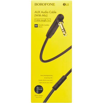 Jack 3,5mm - Jack 3,5mm 1,0м stereo BOROFONE BL5 (with Mic), черный