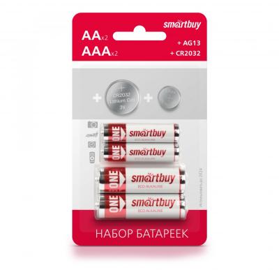 Комплект LR6+LR03+CR2032+AG13 SmartBuy MIX PACK NEW!!! (30/720) (SBBM-6B) (только блиc.)***