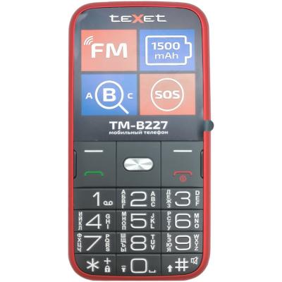 Мобильный телефон teXet TM-B227 док-станция, красный*