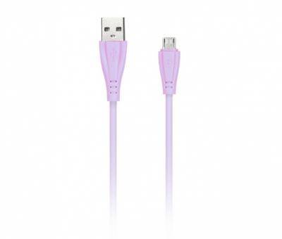 Кабель USB - micro USB, 1,0м, Smartbuy, в резин. оплетке Gear, <2A, розовый (iK-12RG rose)