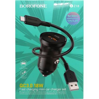 АЗУ Borofone BZ18m для micro USB 3.0A QC3.0, черный