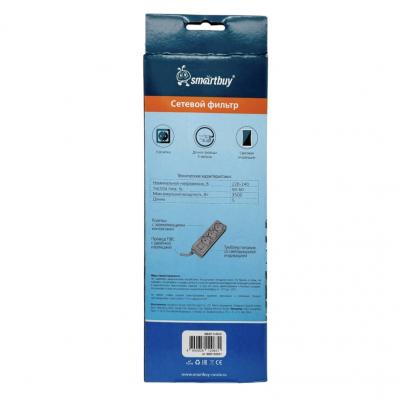 Сетевой фильтр SmartBuy 16A, 3500Вт, 3 розетки, 5,0м, черный (SBSP-3-50-K)