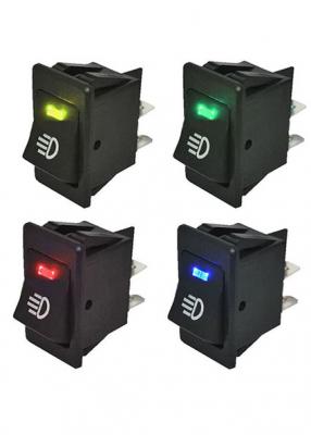 Переключатель клавишный ASW17D, с подсветкой (желтый), 12V35A