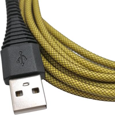 Кабель USB - Lightning 8pin, 2,0м, Smartbuy, карбон, экстрапрочный, до 2А, жел (iK-520n-2 yellow***