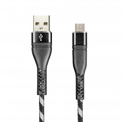 Кабель USB - micro USB, 1,0м, Smartbuy, CARBON CANDY, 2A, черный (iK-12CAC black)