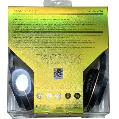 Наушники-гарнитура HOCO W24 Enlighten, накладные+вакуумные, золото