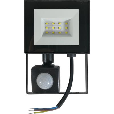 LED прожектор 10W, 6500K, IP65, 220V, датчик движения, черный (SBL-FLSen-10-65K)***