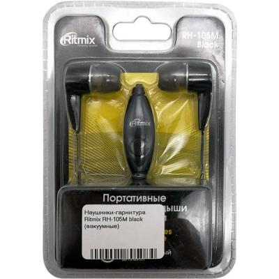 Наушники-гарнитура Ritmix RH-105M черный (вакуумные)