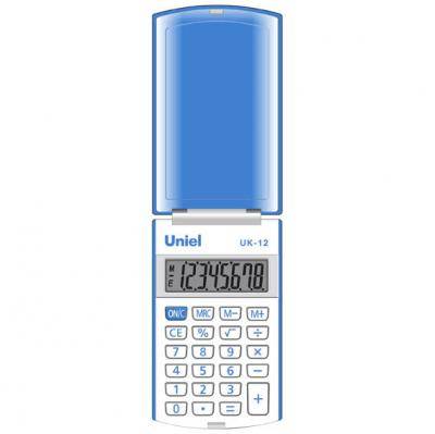 Калькулятор Uniel UK-12B 8-разр., карманный, голубой