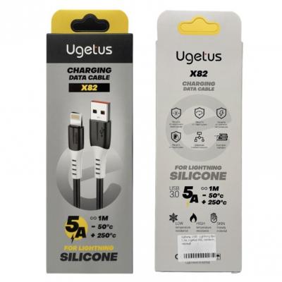 Кабель USB - Lightning 8pin, 1,0м, Ugetus X82, силикон, черный 