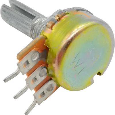 Резистор переменный 3pin, 2K, (d-17 мм, резьба М7, Вал d-6 мм)