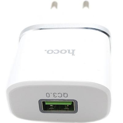 СЗУ HOCO C12Qm Smart QC3.0 3А + кабель microUSB 1м, белый