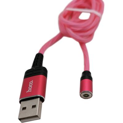 Кабель USB - Lightning 8pin, 1,0м, HOCO U90 Ingenious streamer, LED, магнит, красный