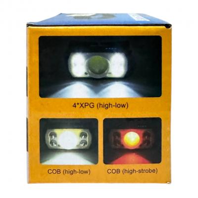 Фонарь налобный MH-210, 4*XPG LED+COB, встр. акб, Type-C