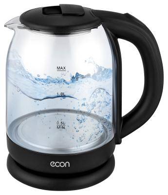Чайник ECON ECO-1835KE (стекло, 1500 Вт, 1.8 л.) черный