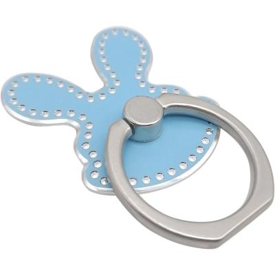 Кольцо-держатель для телефона металл фигурное "Зайчик", голубой