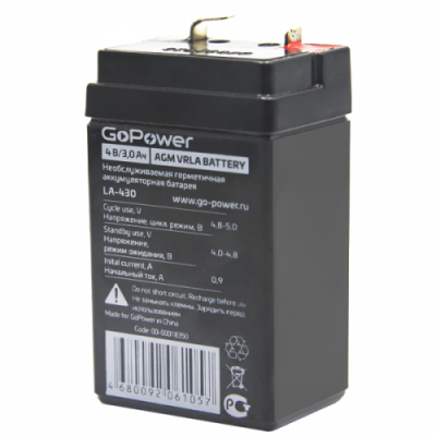 Аккумулятор 4V 3.0Ah GoPower LA-430 