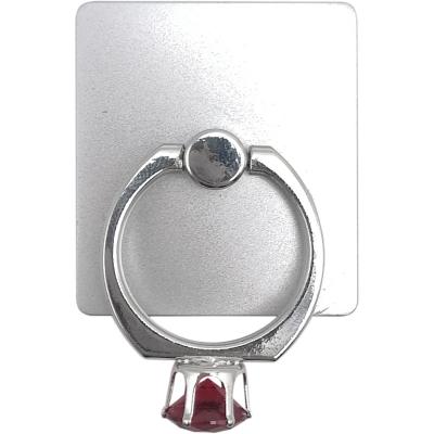 Кольцо-держатель для телефона пластик квадратное с декор.камнем, серебро