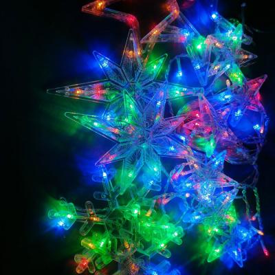 Гирлянда бахрома, 3,0м, LED, 8 звезд 2 льдинки 2 снежинки , RGB, LX-39