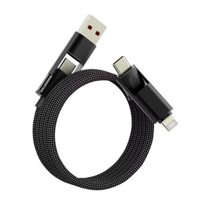 Кабель 4 в 1 USB+Type C - Lightning 8pin+Type C, 1,0м, ROBITON P26M, нейлон, самосв-ся /19799/