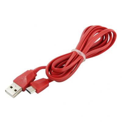 Кабель USB - micro USB, 1,0м, Smartbuy, плоский, красный (iK-12r red)***