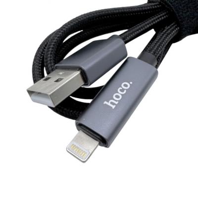 Кабель USB - Lightning 8pin, 1,0м, HOCO X112, LED дисплей, черный