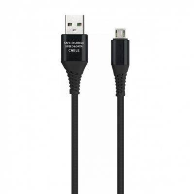 Кабель USB - micro USB, 1,0м, Smartbuy, в резин. оплетке Gear, <2A, черный (iK-12ERG black)